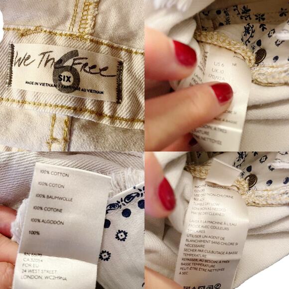 FREE PEOPLE Sunkissed Denim Short Overalls Front Zipper Pockets Off White 6 NWOT - Picture 7 of 9